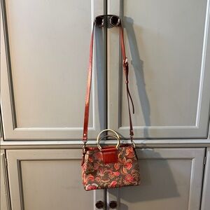 Patricia Nash Brown Paisley Crossbody with Gold Ring Handle